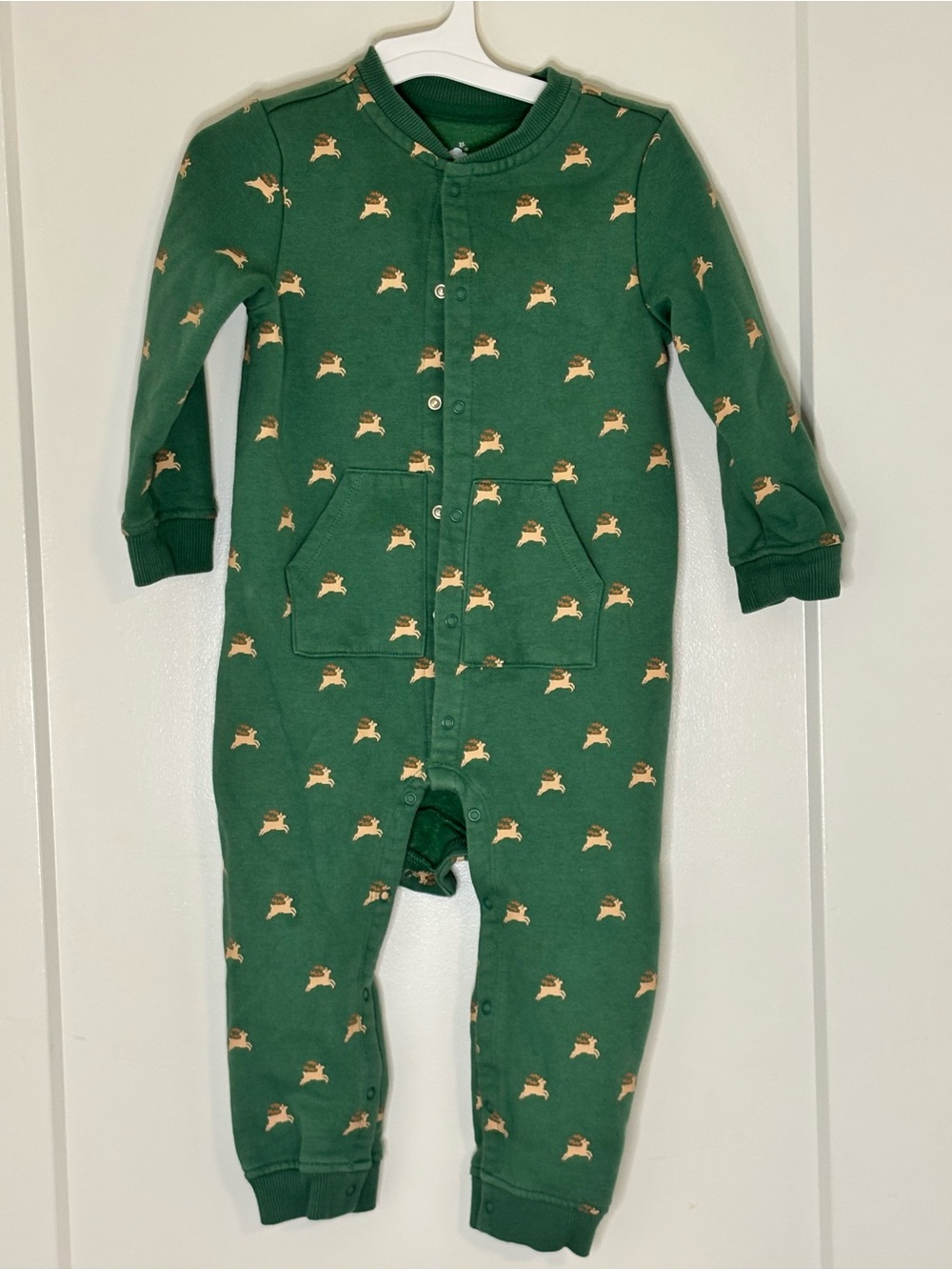 Cloud Island Green Reindeer 24M Sleep suit Green Christmas Holidays Winter Cold